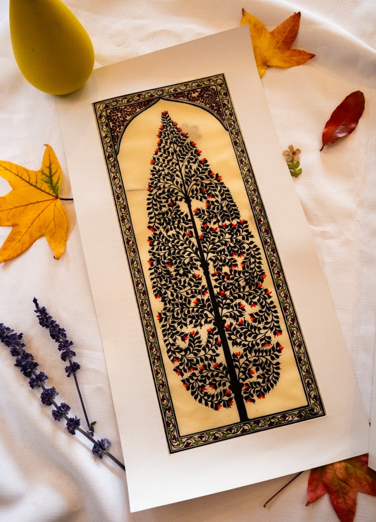 Handmade Tree of Life Painting | Black and Orange