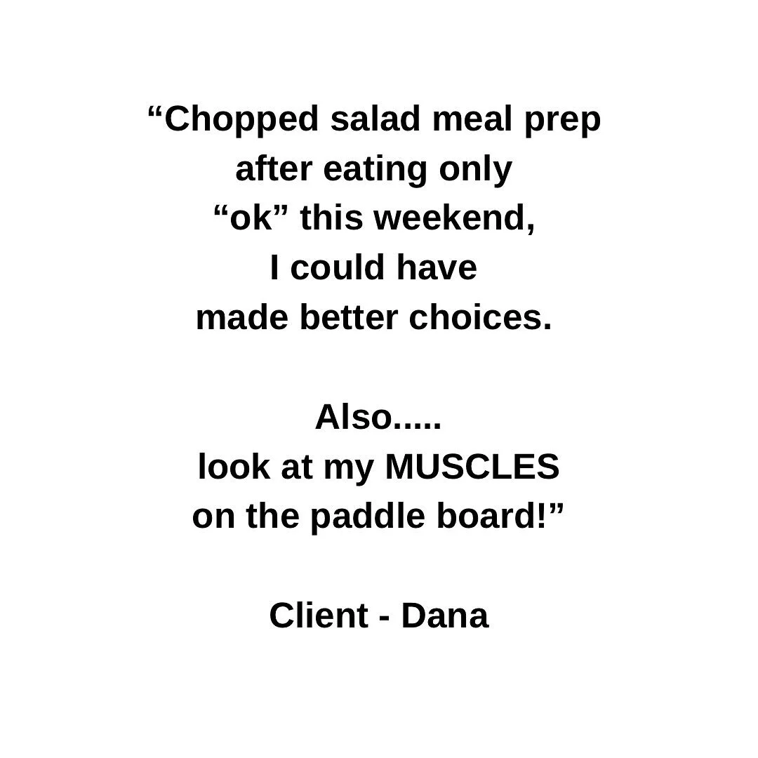 I love seeing my clients break free from the all or nothing mindset💕

Dana used to feel guilty when she went away or was out on the weekends. 

Dana has learned how to set herself up the best she can when she is away or in environments where she may