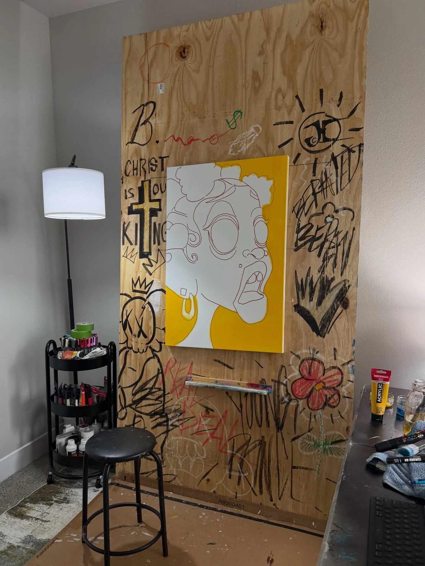 &ldquo;I&rsquo;m sorry Ms.Jackson&rdquo;- Acrylic on Canvas#art #painting #clown #gold very glad I got to create my second to last fools series piece