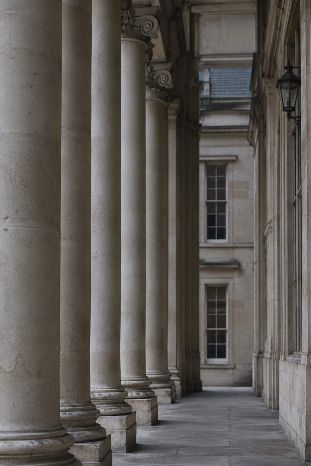 Stone columns and walls of a historic building