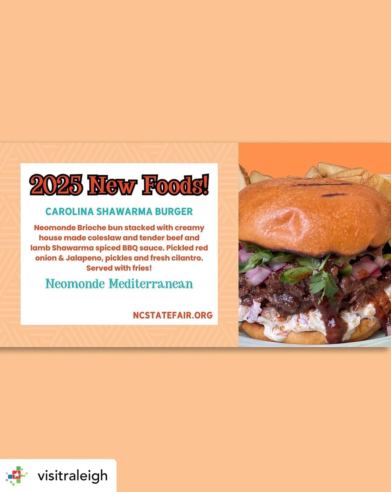 Step right up, foodies! 🎪✨
The Carolina Shawarma Burger has officially arrived at the @ncstatefair &mdash; and it&rsquo;s bringing ALL the flavor! 🌟
Bold Lebanese spice + Carolina flair = the ultimate foodie mashup. 🍔🔥
🎡 One bite and you&rsquo;l
