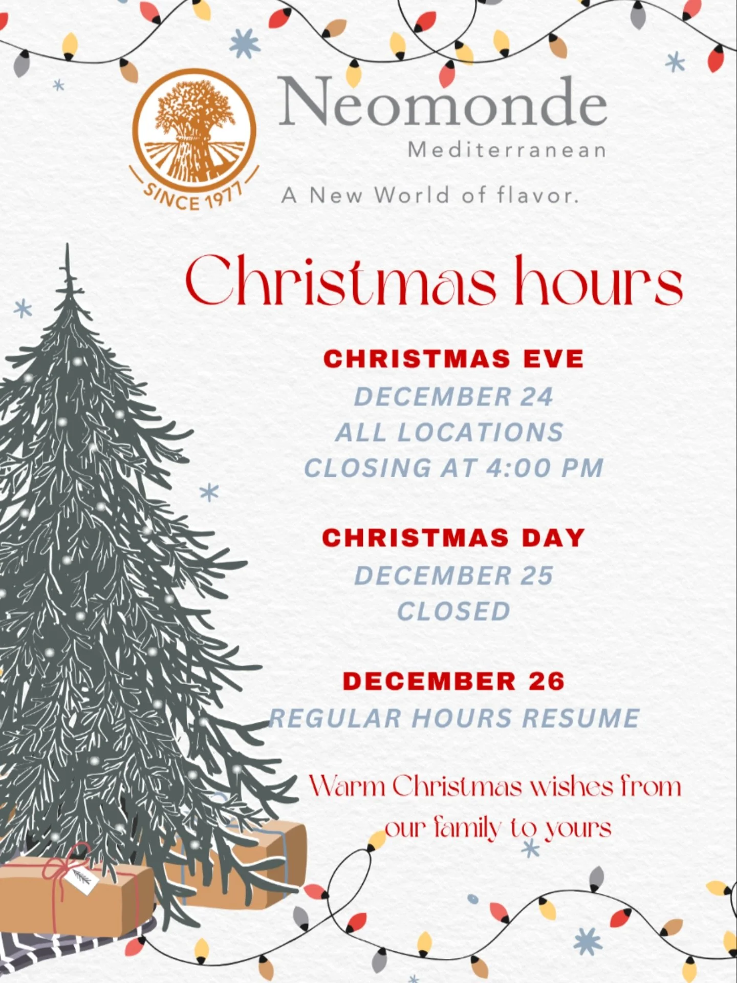 Holiday hours ✨
From our family to yours &mdash; wishing you a very Merry Christmas 🤍🎄

#merrychristmas #happyholidays #holidayhours #holidayhoursupdate #christmas2025