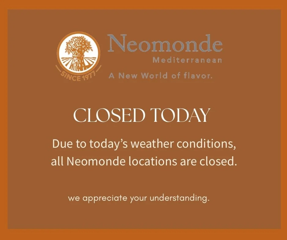 All Neomonde locations are closed today for the safety of our team as conditions in the area continue to affect operations.

We&rsquo;ll continue to share updates as they become available. Wishing everyone a safe day 🤍