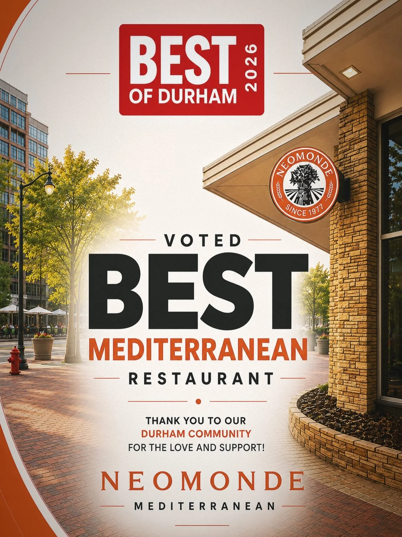 🏆 Voted Best Mediterranean Restaurant in Durham

We are deeply grateful to be recognized by @durhammag best of Durham 2026.

To our Durham community, thank you for the love, support, and loyalty you&rsquo;ve shown us throughout the years. Serving yo