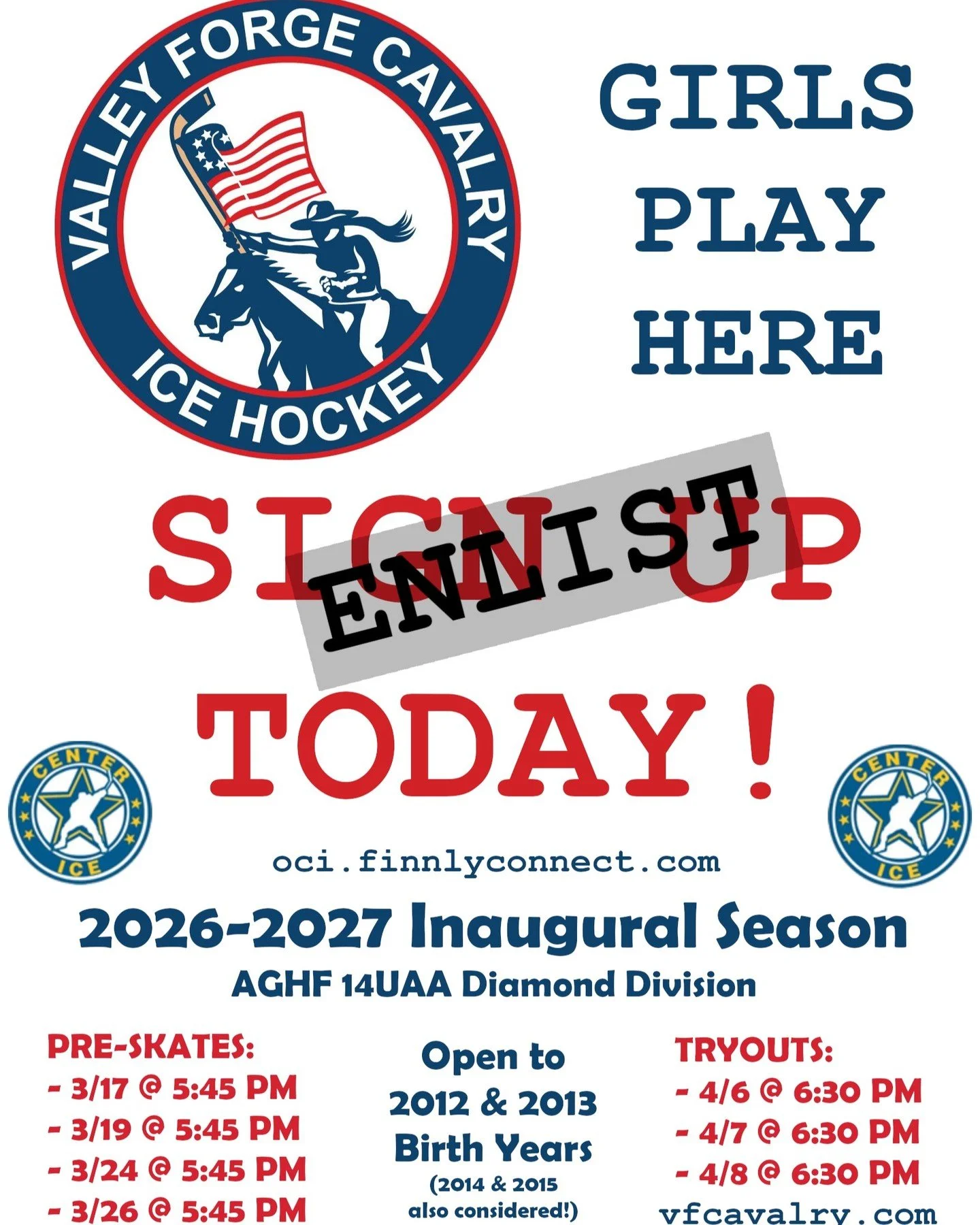 First 14U Pre-skates start tonight (3/17 @ 5:45 PM)! Sign up here: https://oci.finnlyconnect.com/

LEAD THE CHARGE!