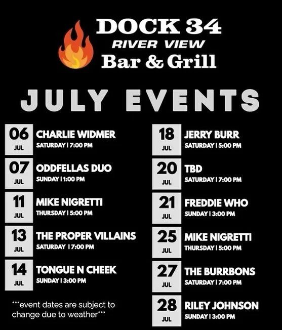 JULY EVENTS🎤🕶️ @dock34seymour ☀️

#ct #ctbites #ctfoodie #karaoke #ctkareoke #ct #dockside #docksidedining #connecticut #waterview #ctmusic #karoke #music #seymour #valleyeats #seafood #drinks #livemusic
