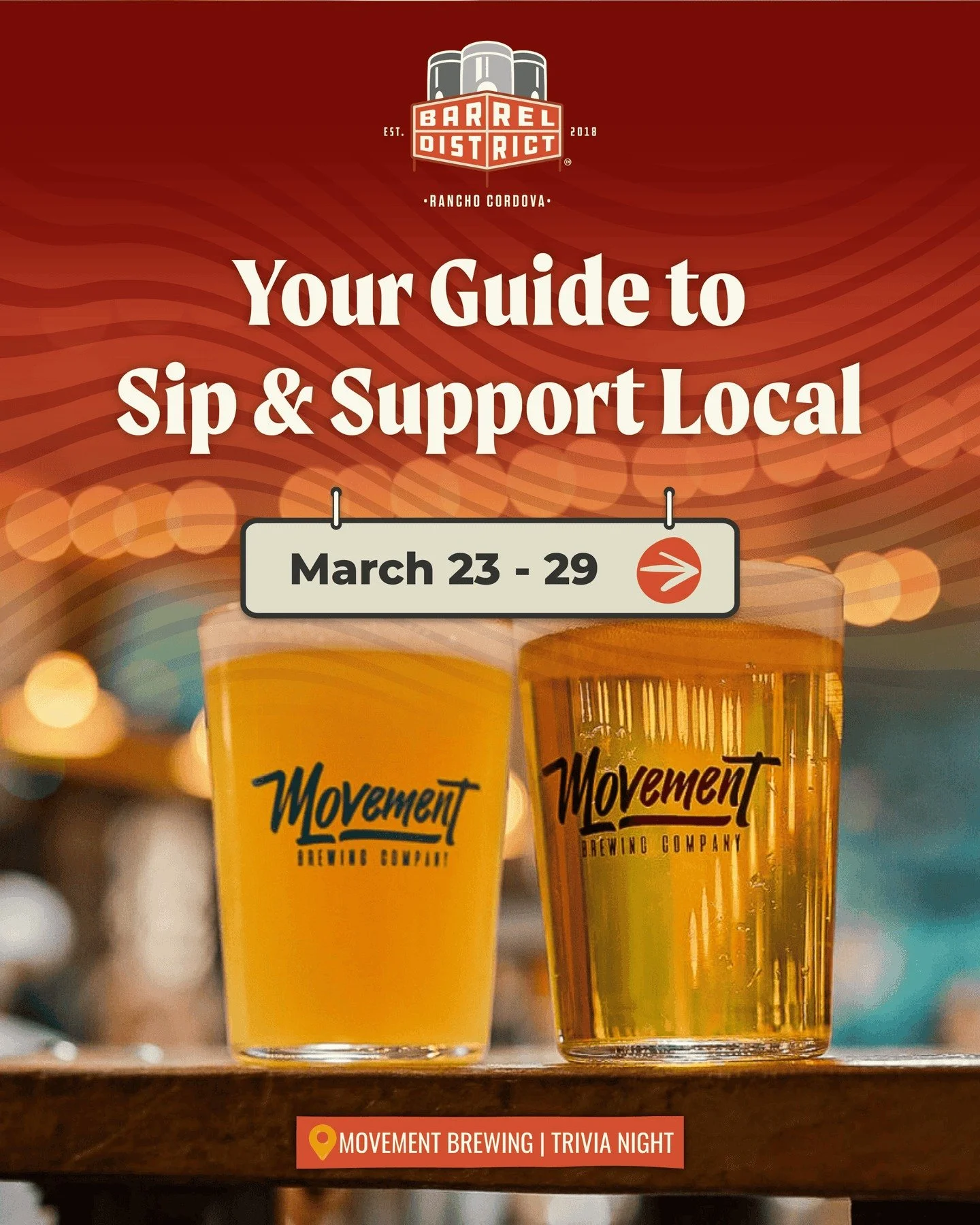 Looking for ways to spice up your evenings? 

Many of our Barrel District members host trivia nights, live music, and other events perfect for groups. It's the ideal excuse to catch up with friends and family while supporting local.

🍺THIS WEEK🍺 
3