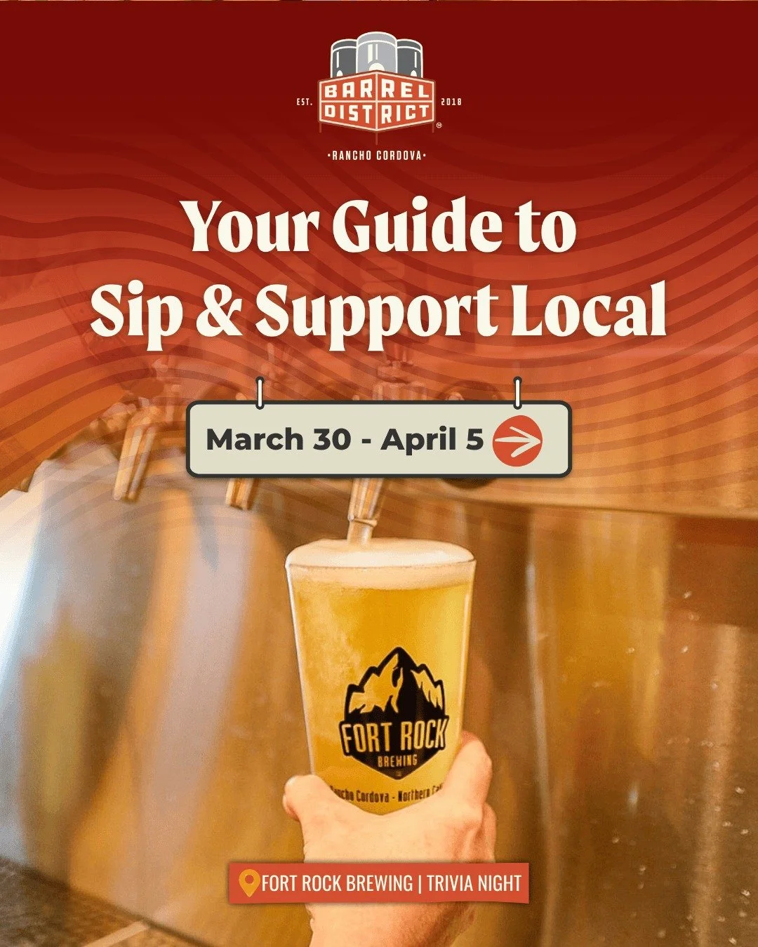 Starting off April strong with this week's lineup!🍺 

3/31 - Line &amp; Swing Dancing at @MovementBrewing 
4/1 - Music Bingo at @BurningBarrelBrewCo, Trivia at @LogOffBrewing and @FortRockBrews
4/2 - Trivia at @MovementBrewing hosted by Thirsty for 