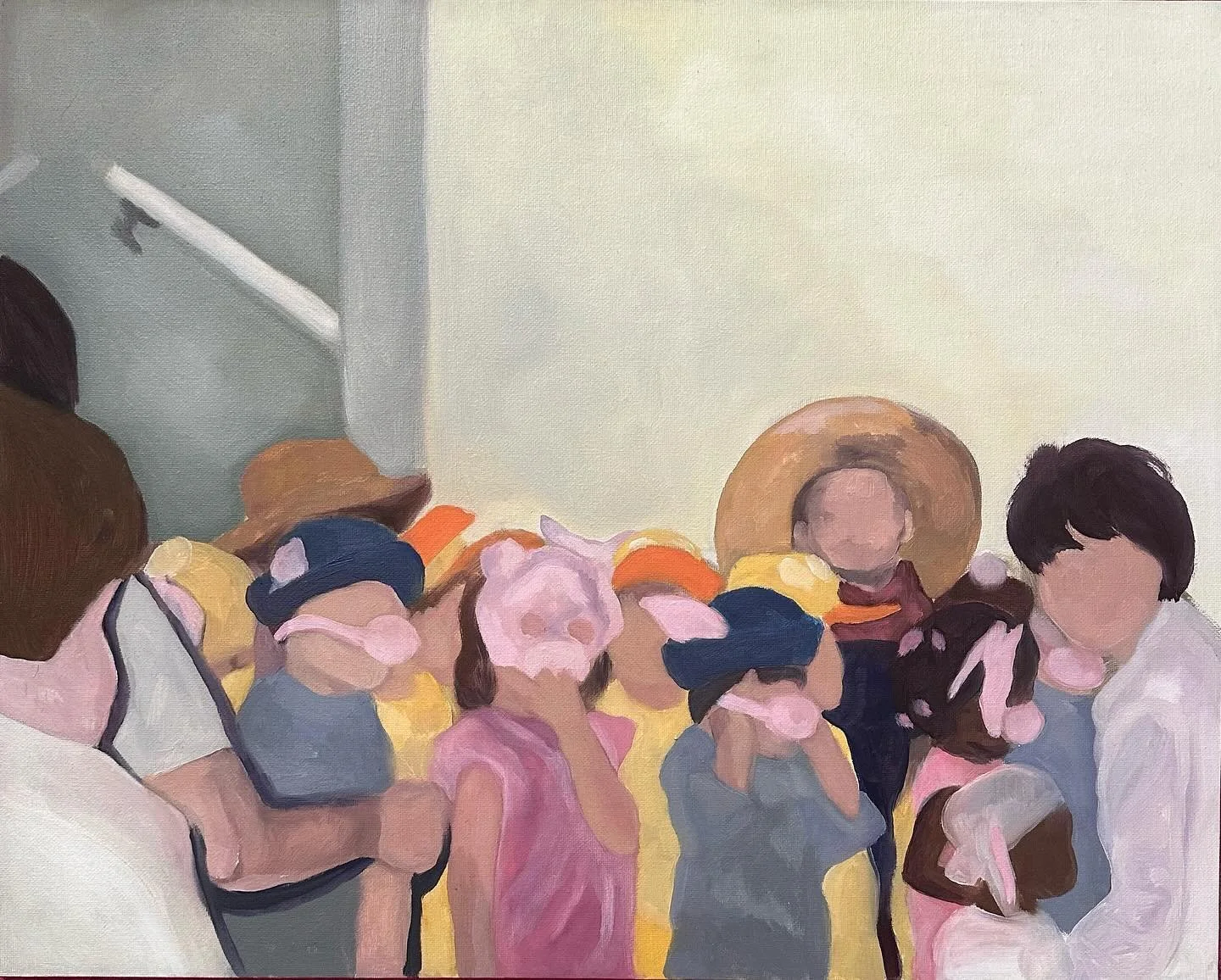 &ldquo;Taller Than The Rest 1&rdquo; 

16&rdquo; x 24&rdquo; 
Oil painting on canvas 
Old photo from me in a kindergarten play