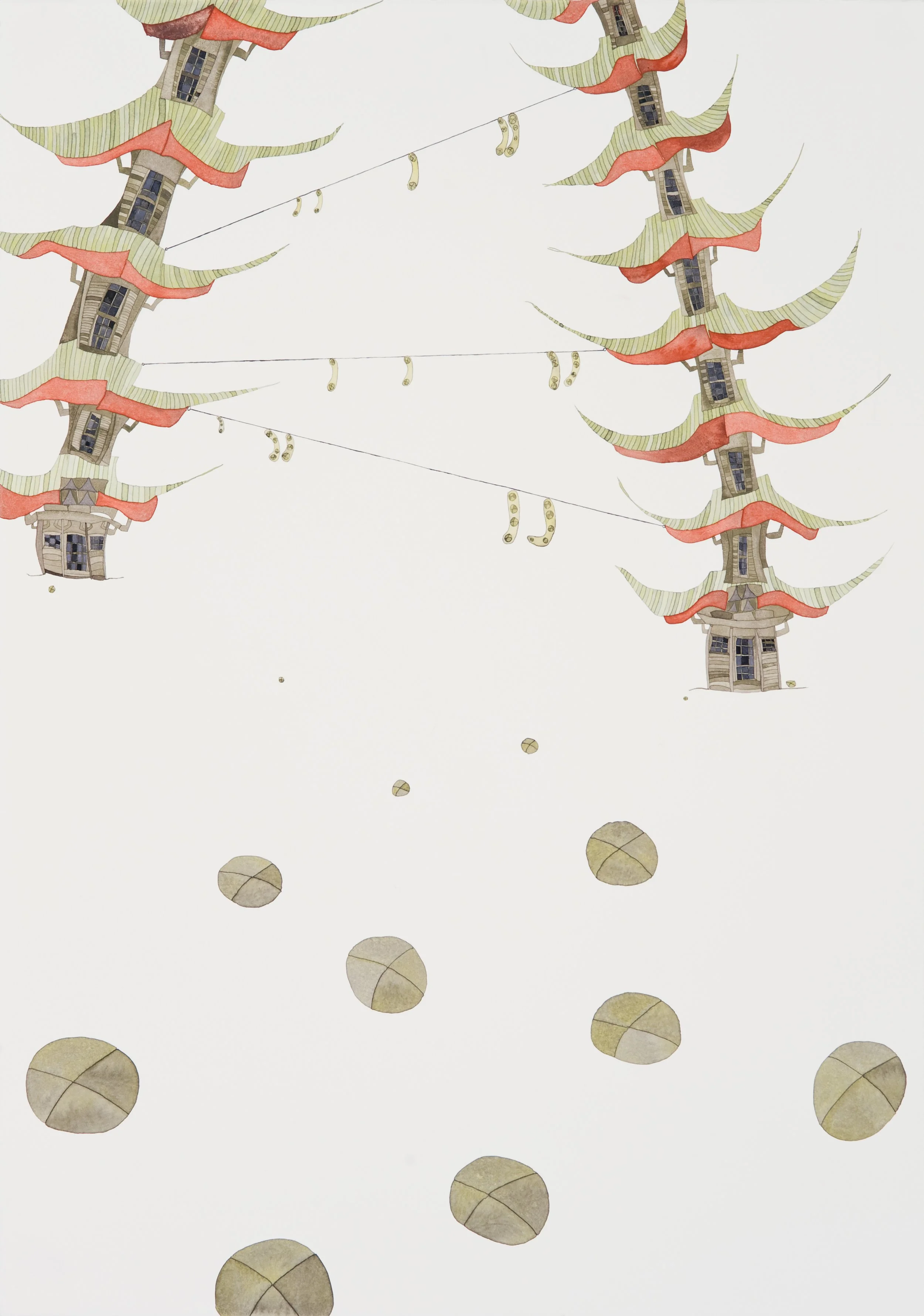 Chuntian, 2009, watercolor on paper, 42 x 30 in.