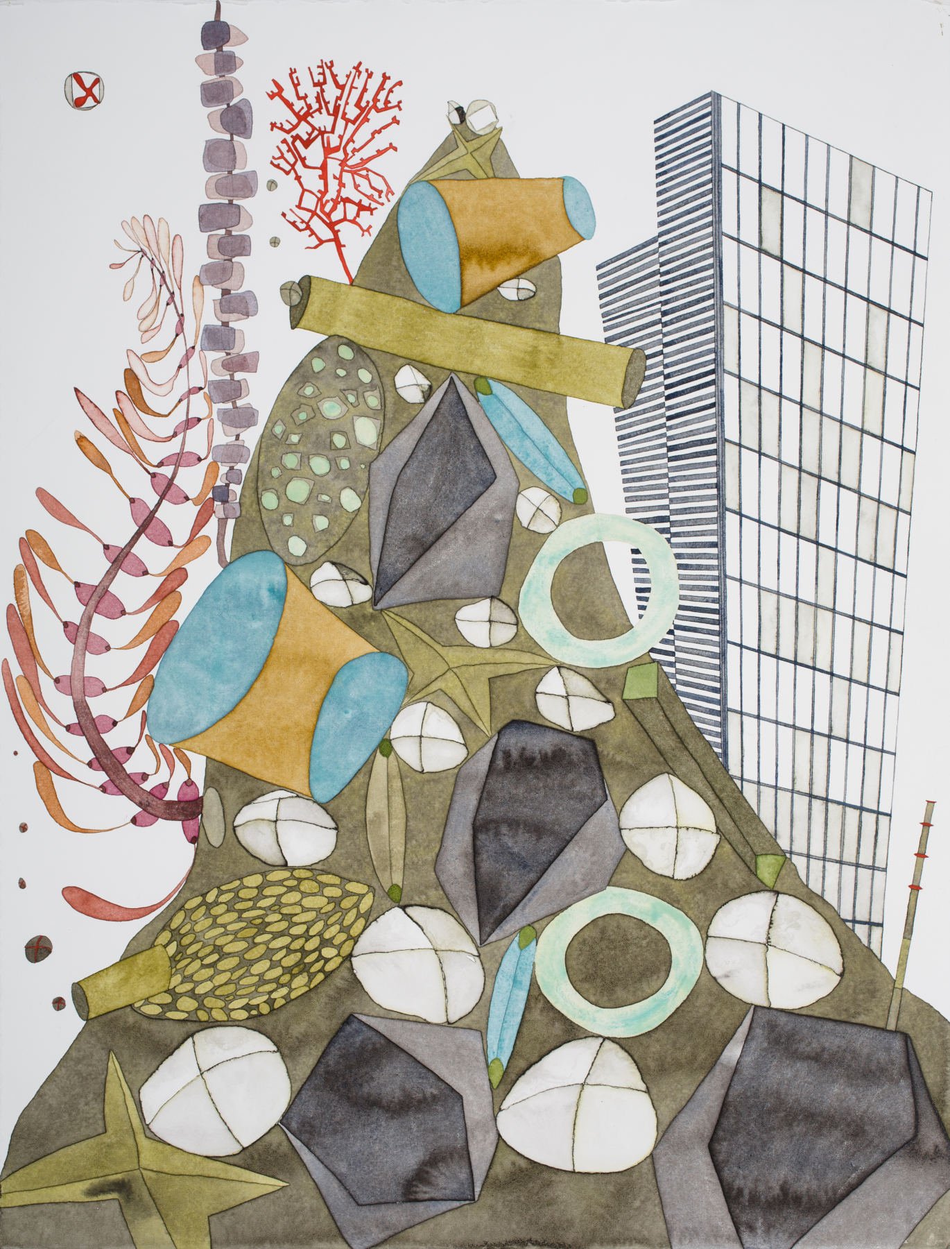 Dichotomy, 2016, watercolor on paper,
26" x 19.75"