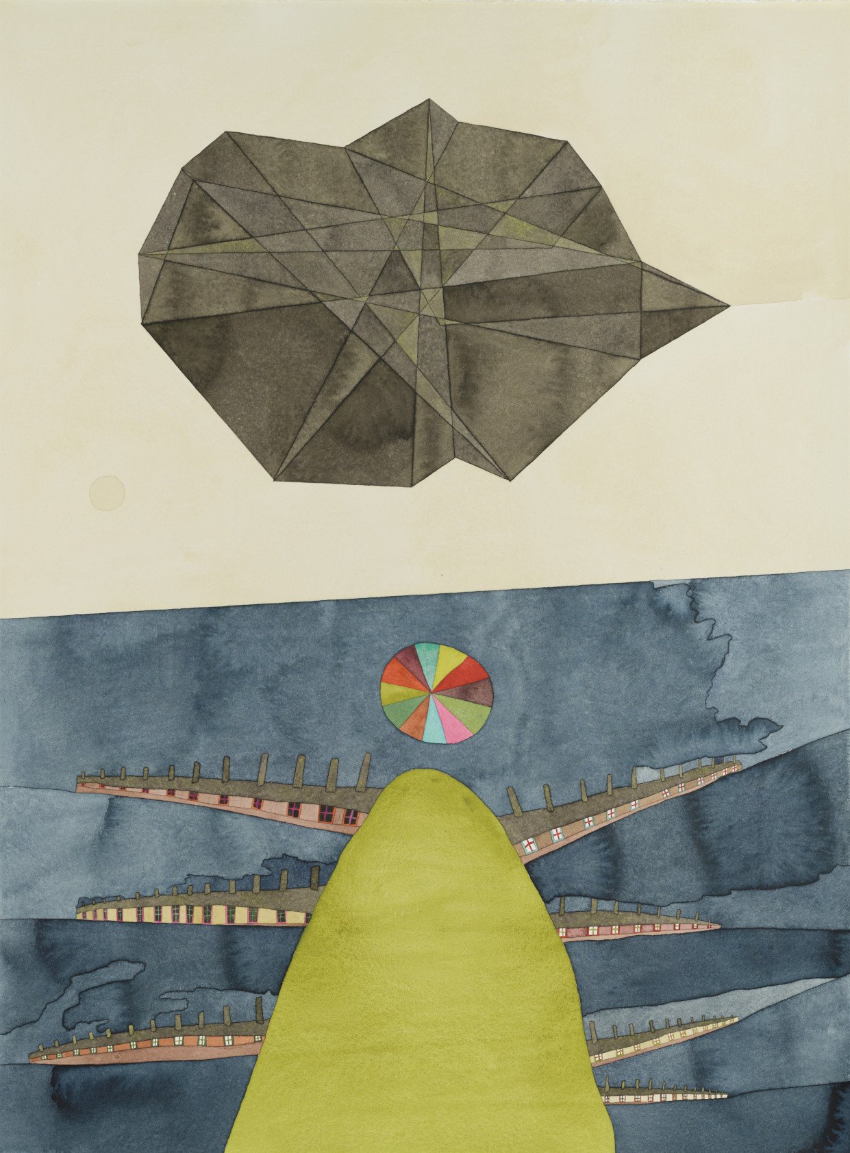 Lights On Lights Off, 2022, watercolor on paper, 30" x 22"