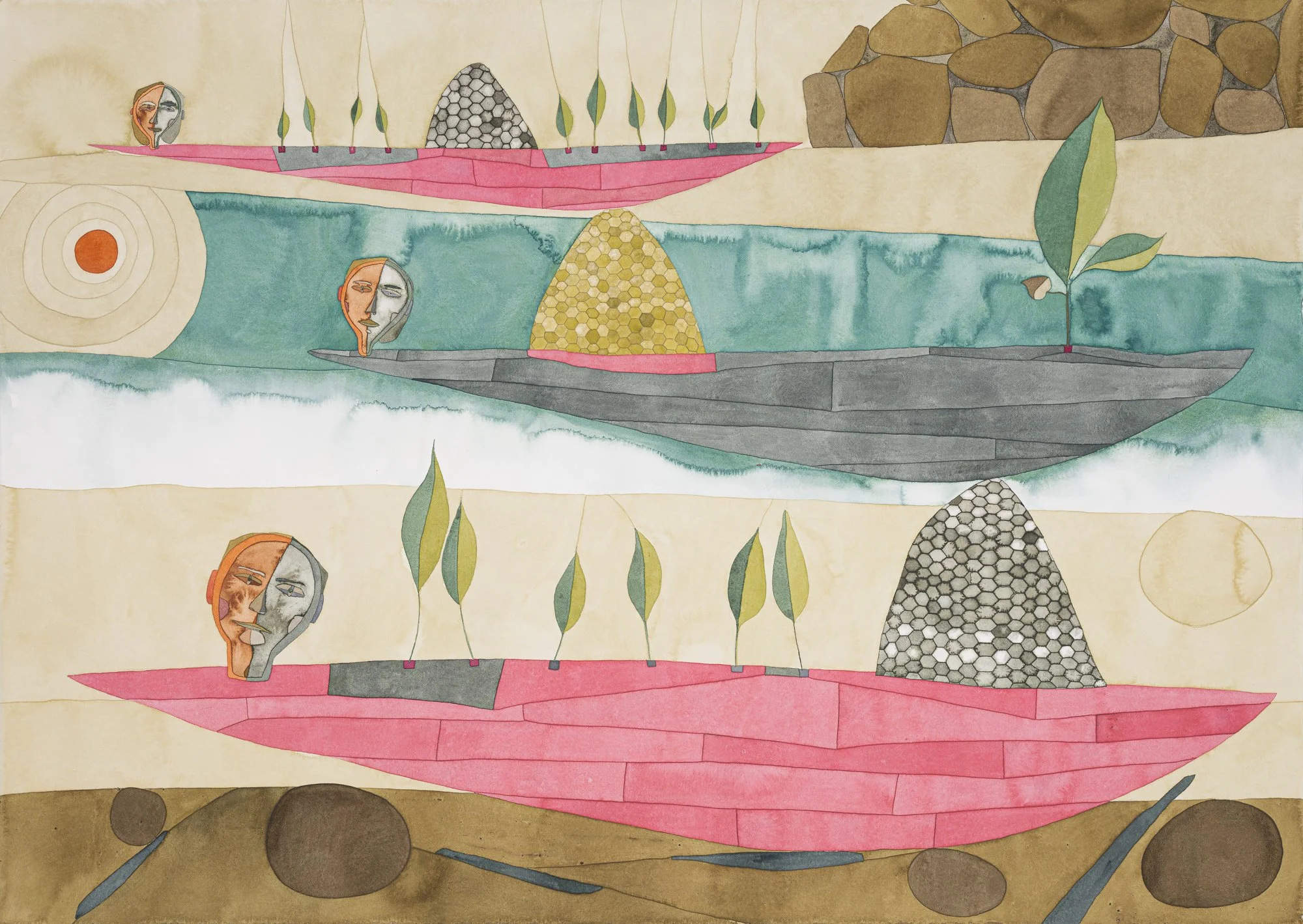 The Collective, 2024, watercolor on paper, 42 x 30 in.