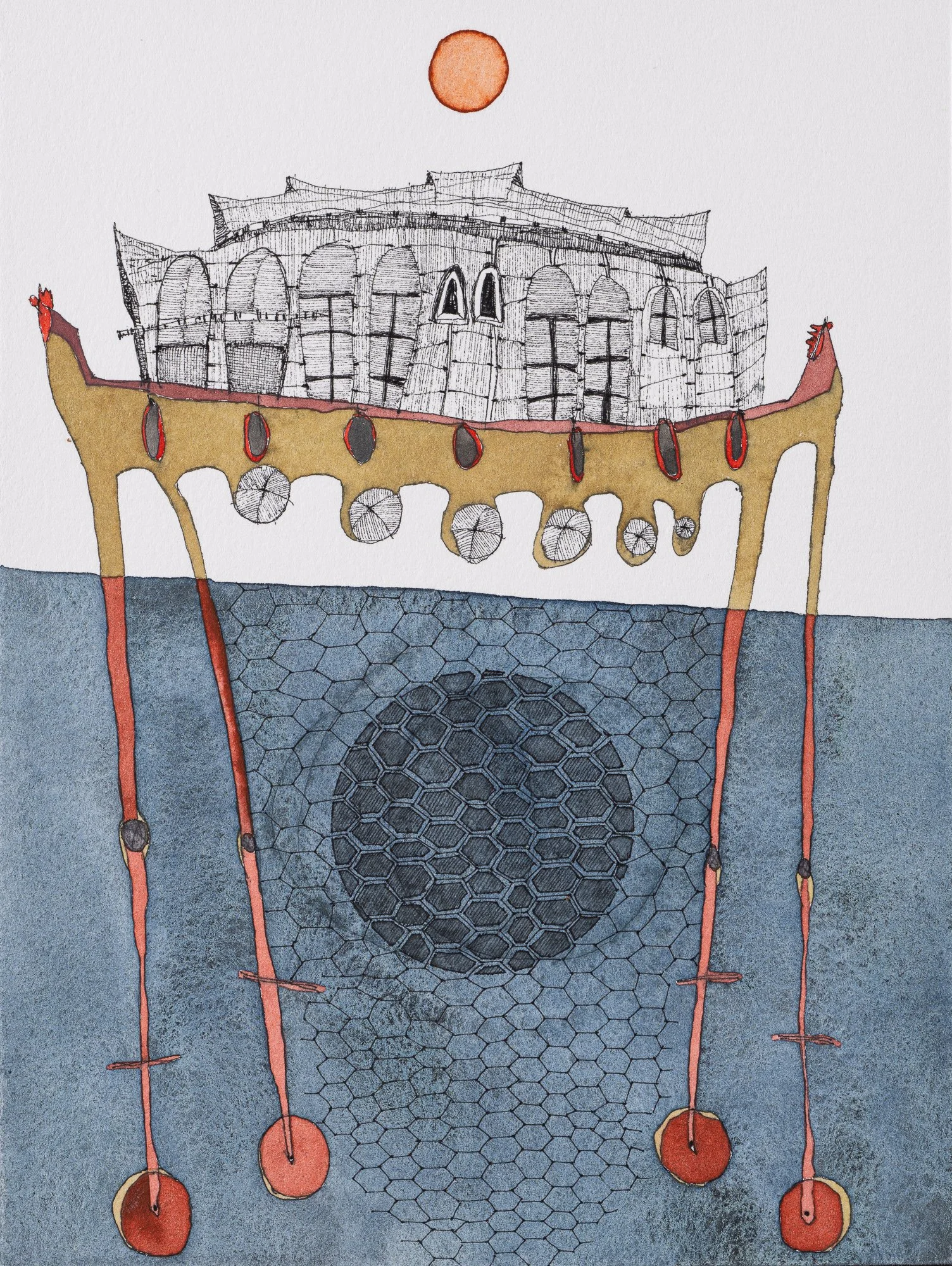 Drawing 10, 2023, watercolor and ink on paper, 8 x 6 in.
