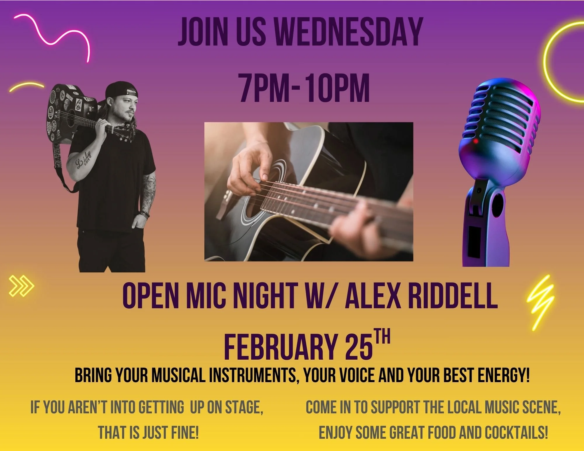 Open Mic Night with Alex Riddell 