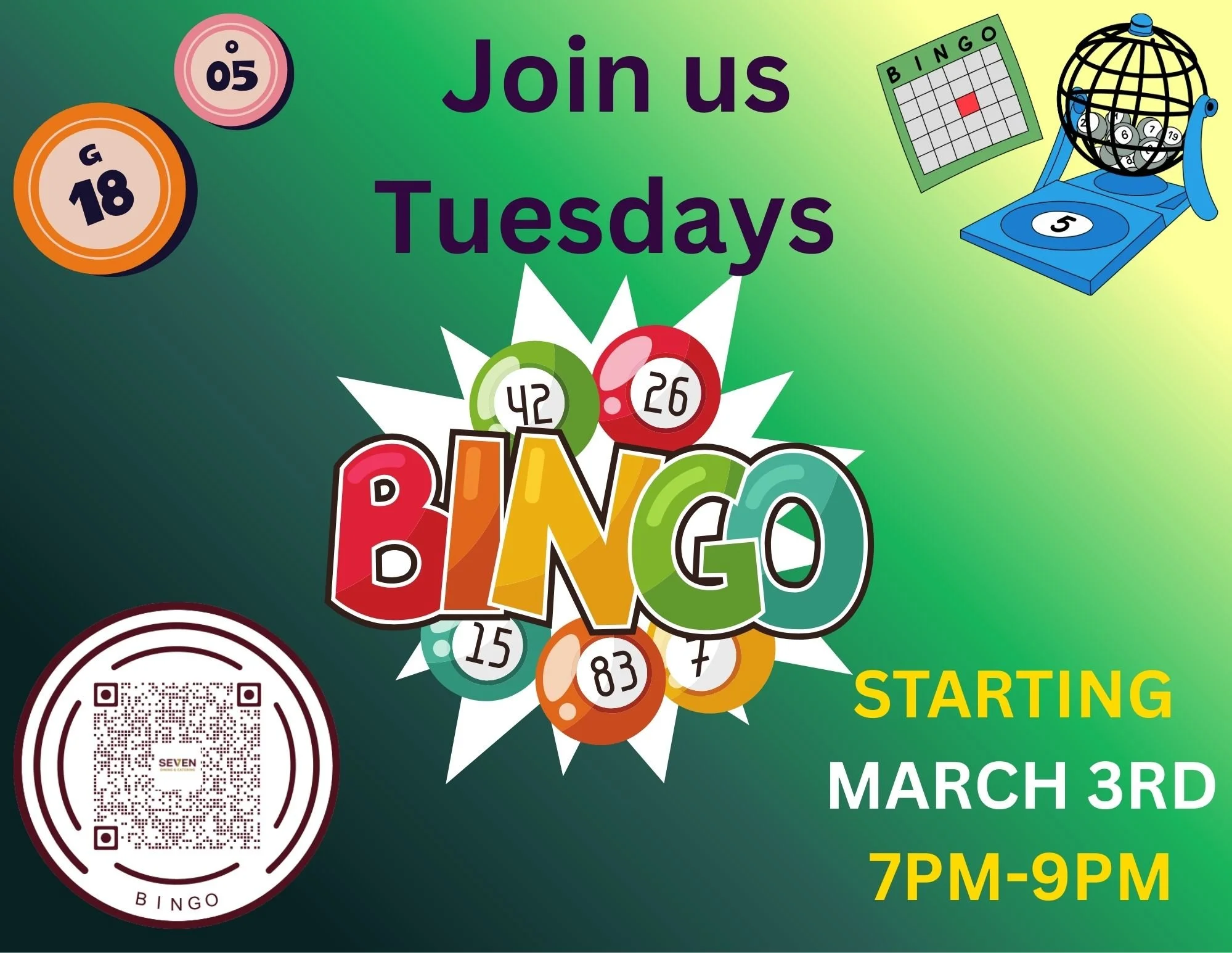 BINGO, BINGO, BINGO- TUESDAY, TUESDAY, TUESDAY 