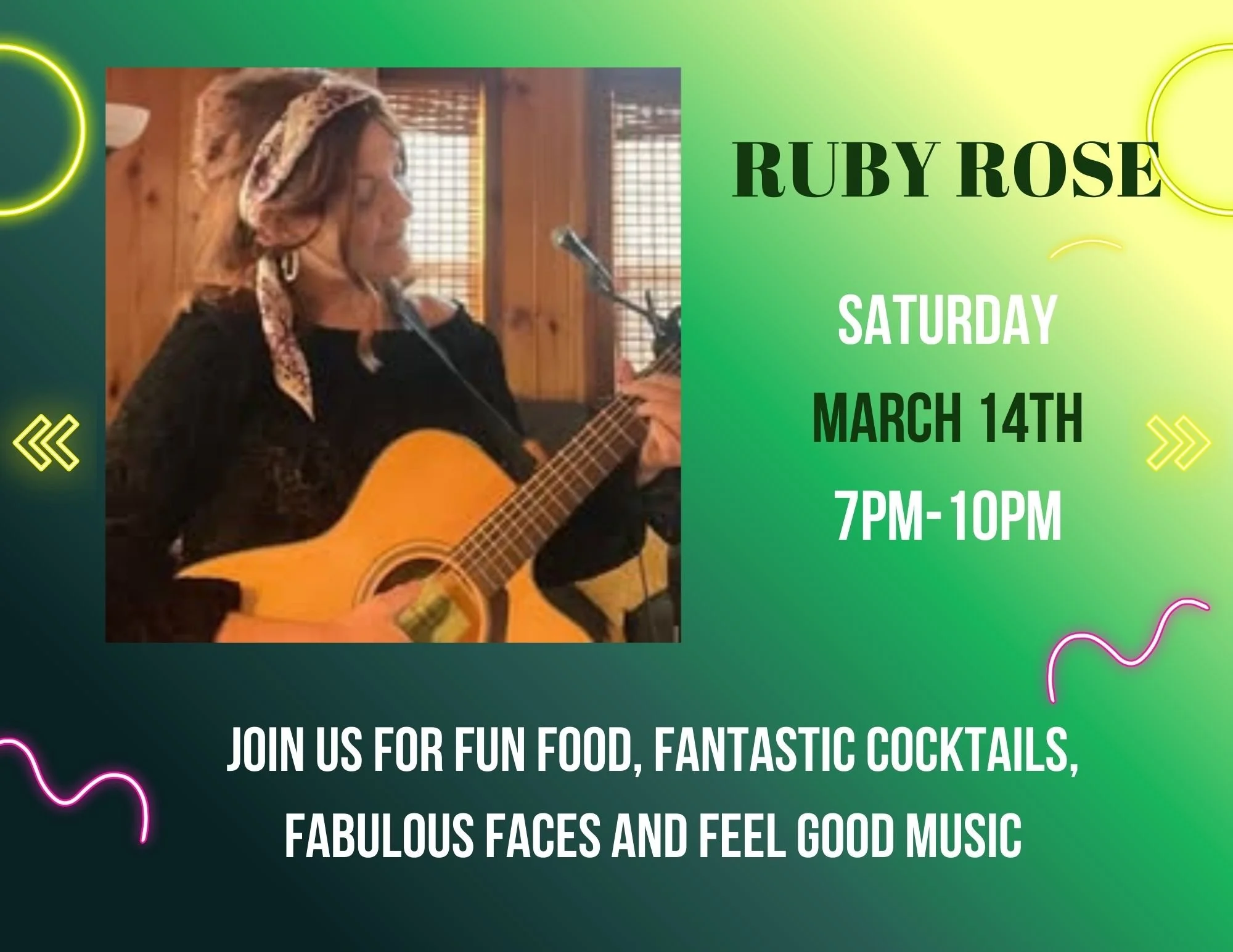 Live Music with Ruby Rose from 7-10pm