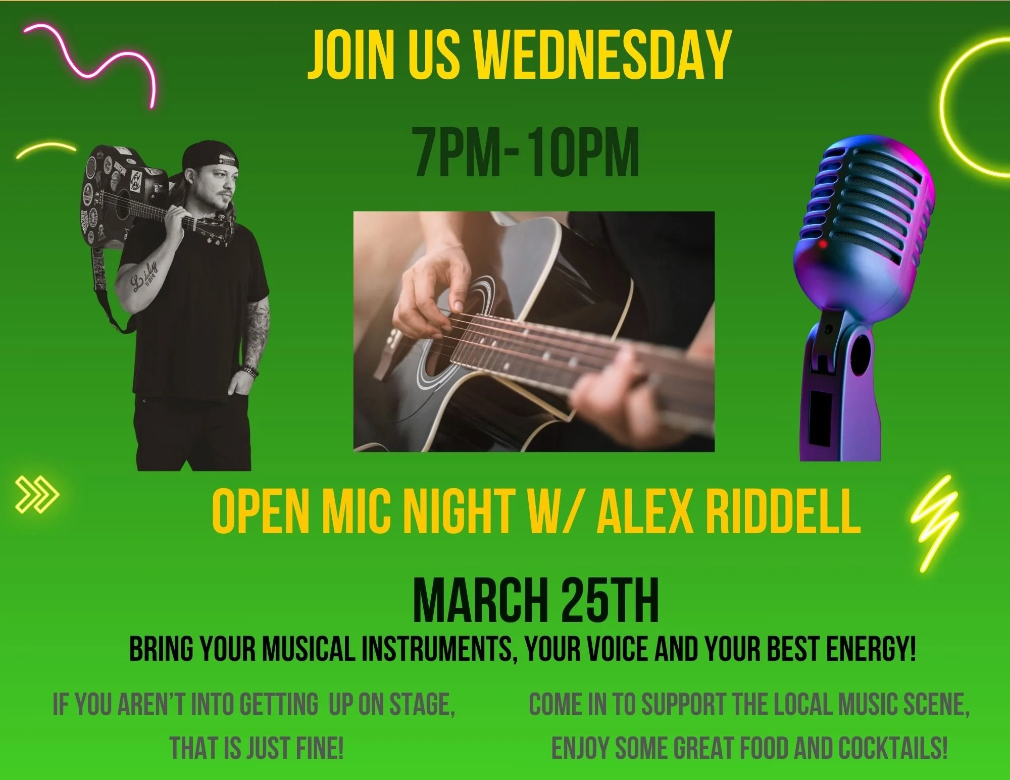 Open Mic Night with Alex Riddell 