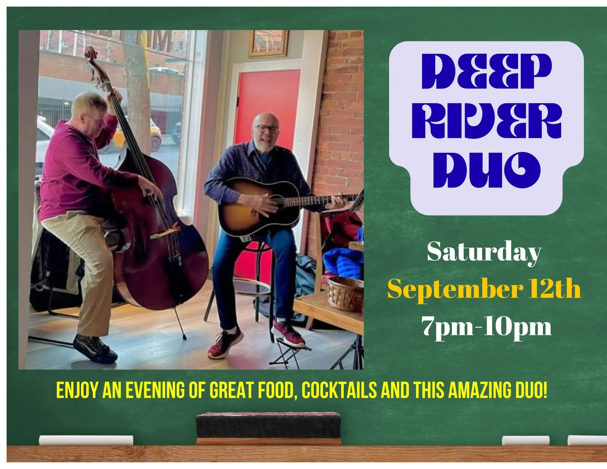 Deep River Duo at Seven Bistro Saturday 9/12         7-10pm