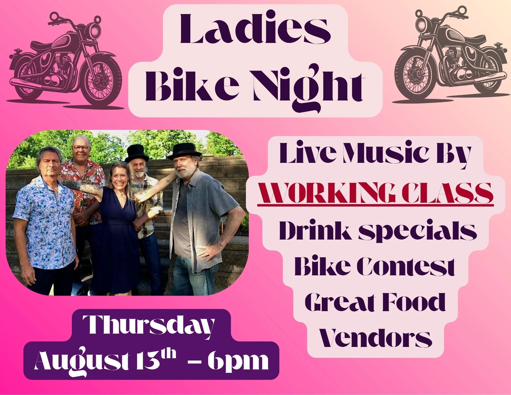 LADIES BIKE NIGHT at Seven Bistro Thursday August 13th 6pm
