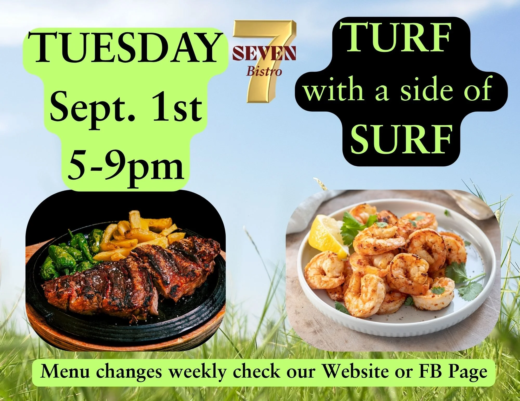 Turf with a Side of Surf TUESDAY September 1st