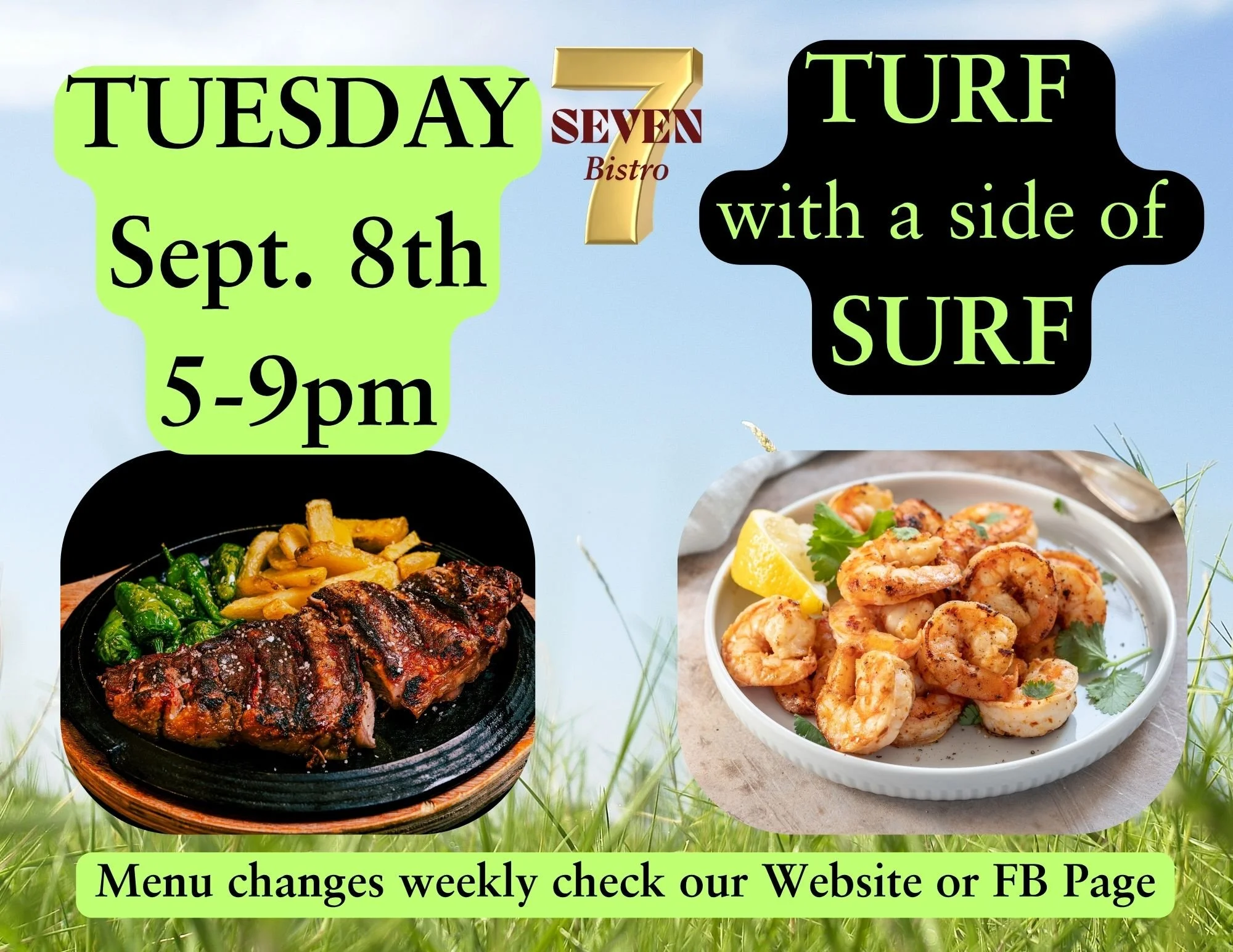 Turf with a Side of Surf TUESDAY September 8th