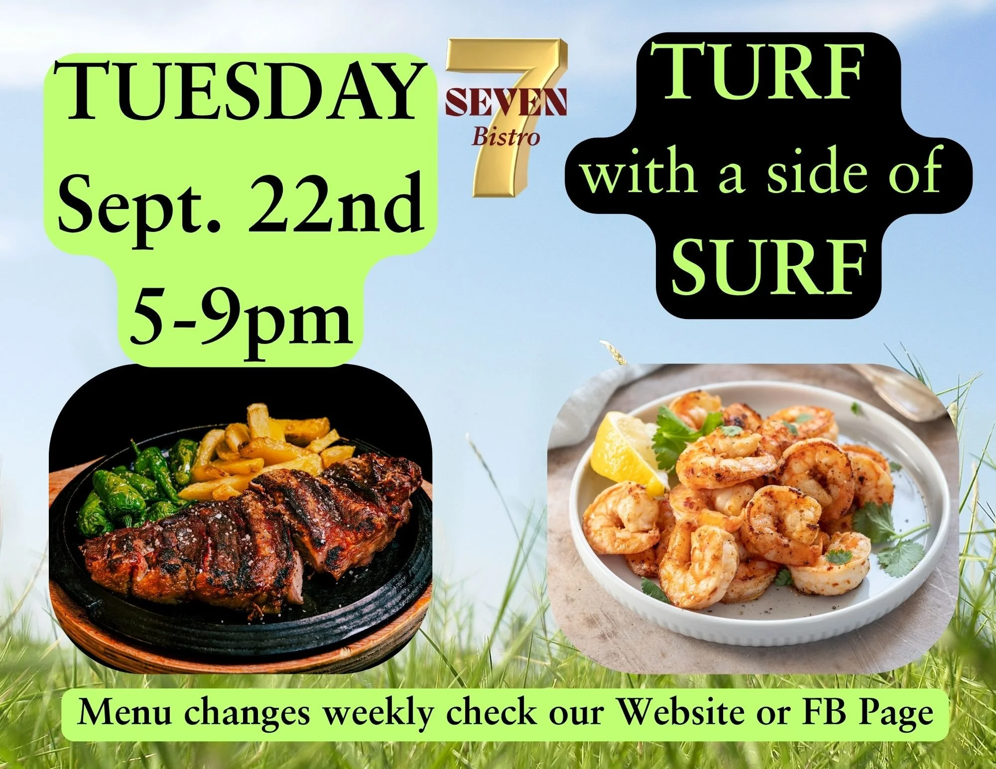 Turf with a Side of Surf TUESDAY September 22nd