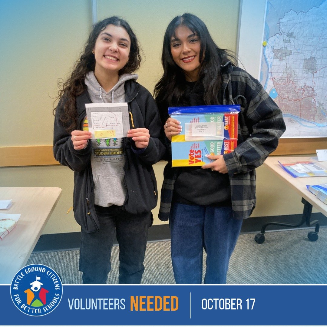 Help spread the word about Proposition 11 by distributing door hangers throughout Battle Ground!

📅 Saturday, October 17
⏰ 8:30&ndash;11:30 a.m.
📍 Tapani Inc. | 1705 SE 9th St., Battle Ground

No knocking or conversations required! Grab a friend an