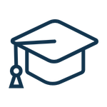 Outline of a graduation cap with tassel