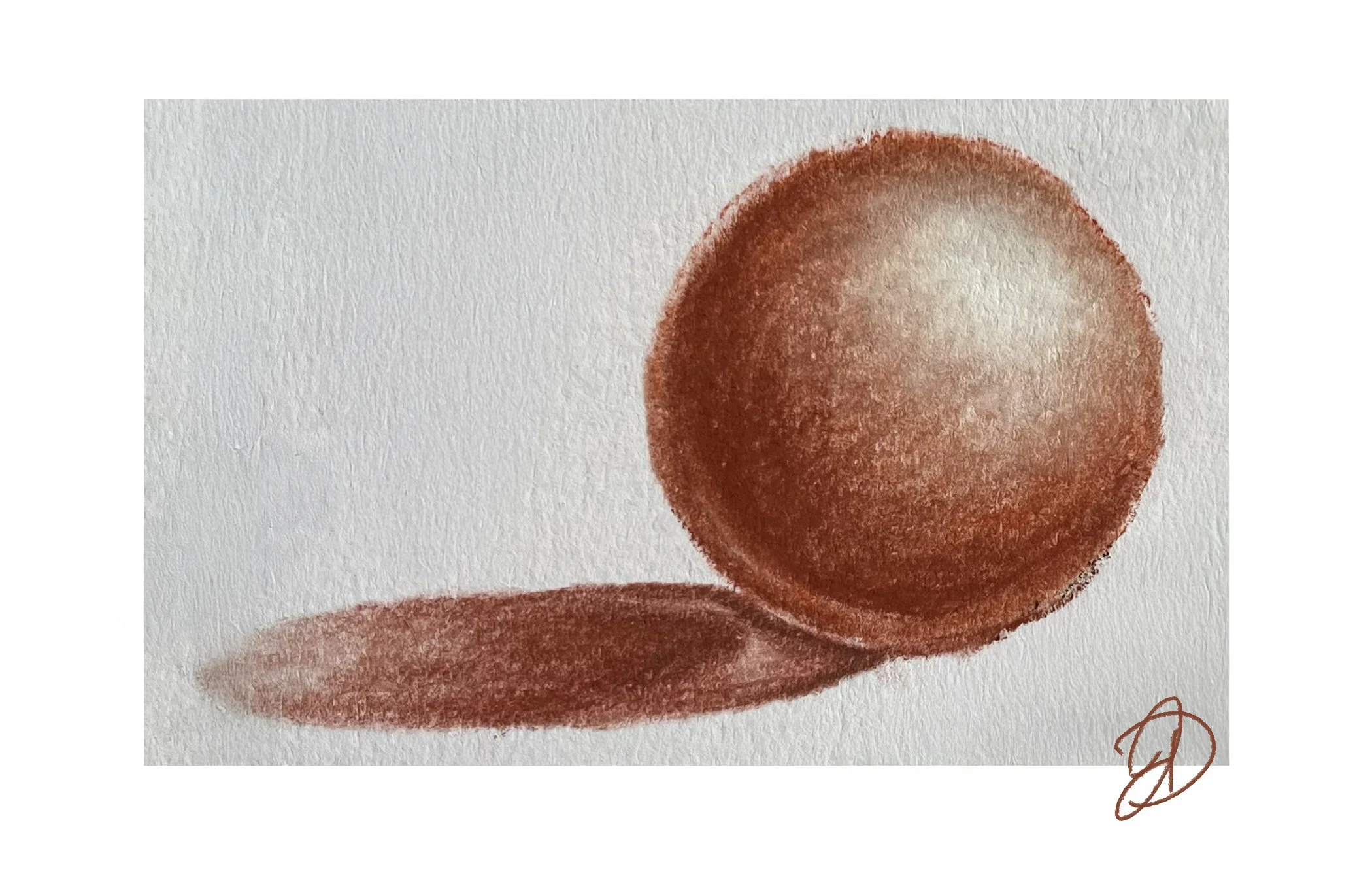 Brown sphere with shadow on textured background