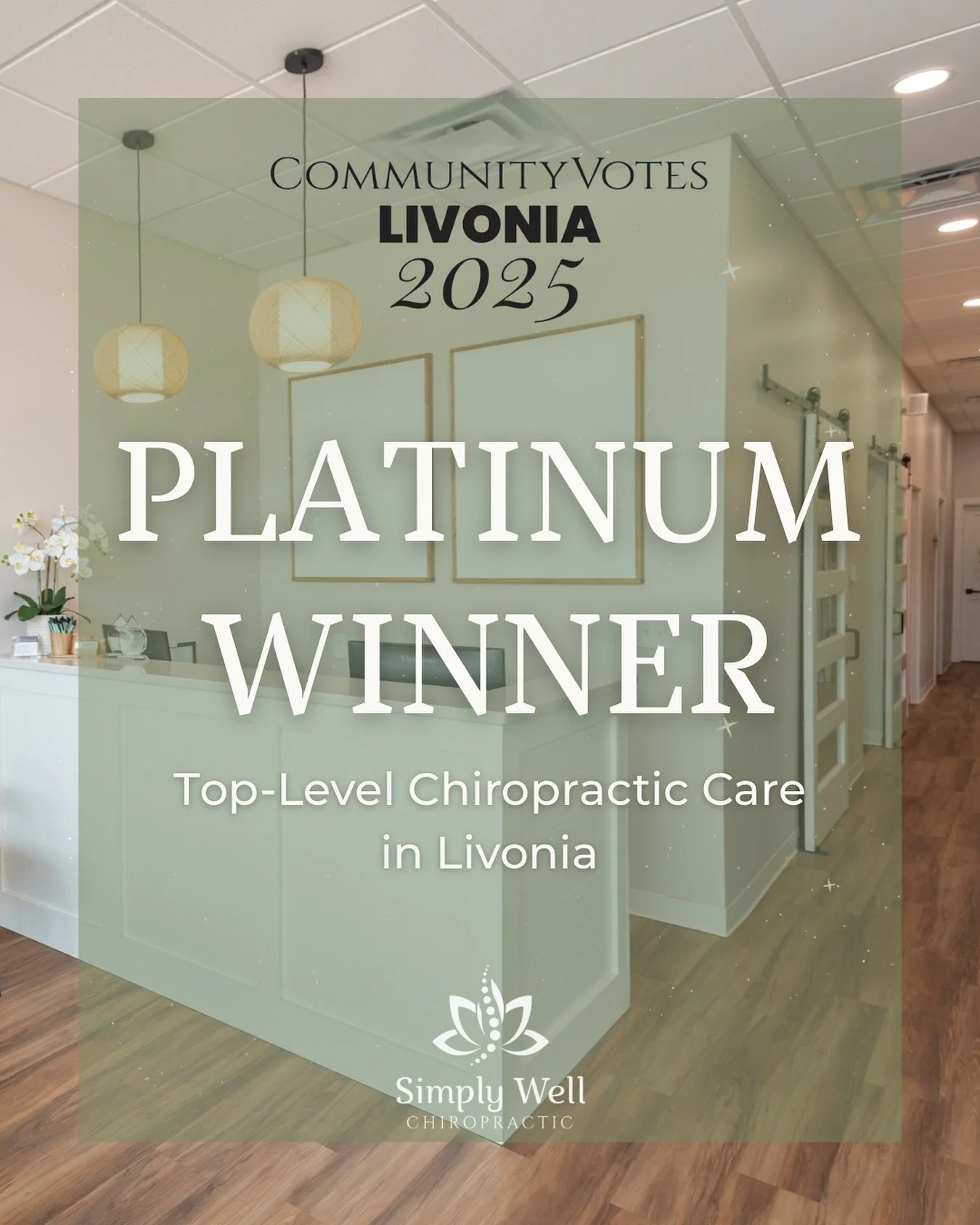 We’re feeling so grateful! Simply Well Chiropractic was voted The Platinum Winner in this year’s CommunityVotes Livonia Awards! ππΏ
Being recognized among the top level of chiropractic care in Livonia and the surrounding communities is