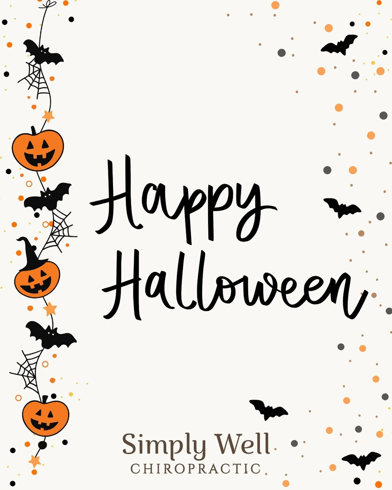 🦴 Happy Halloween! 💀

Here&rsquo;s to good vibes, sweet treats, and strong spines! 🎃✨

#HappyHalloween #SimplyWellChiropractic #LivoniaChiropractor #ChiropracticCare #SpookySeason