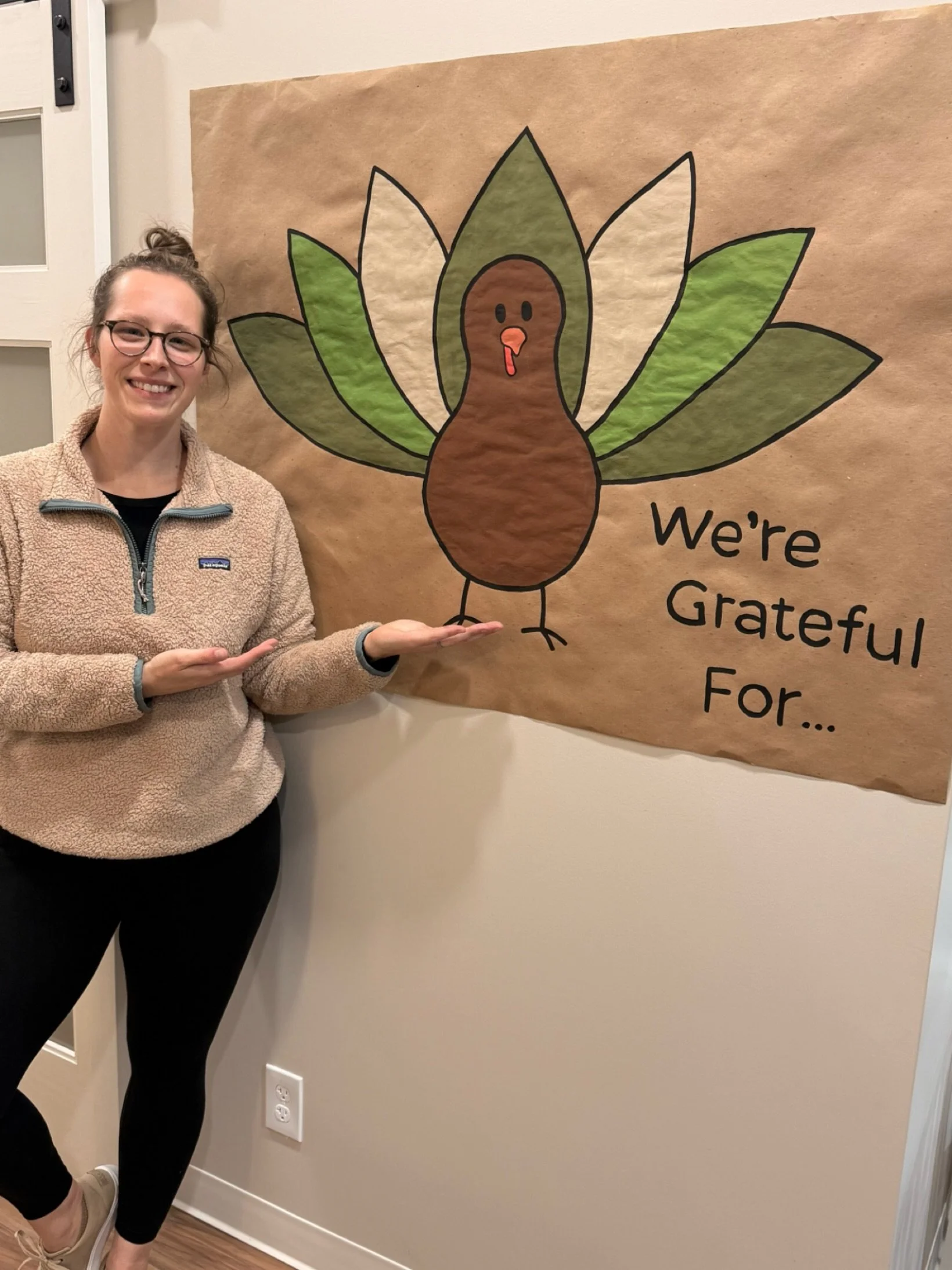 🦃 Our Gratitude Turkey is up! 🍂
This month we&rsquo;re filling these leaves with everything we&rsquo;re thankful for, big or small. Stop by the office, grab a leaf, and add what you&rsquo;re grateful for 💚

Let&rsquo;s fill our wall and our hearts