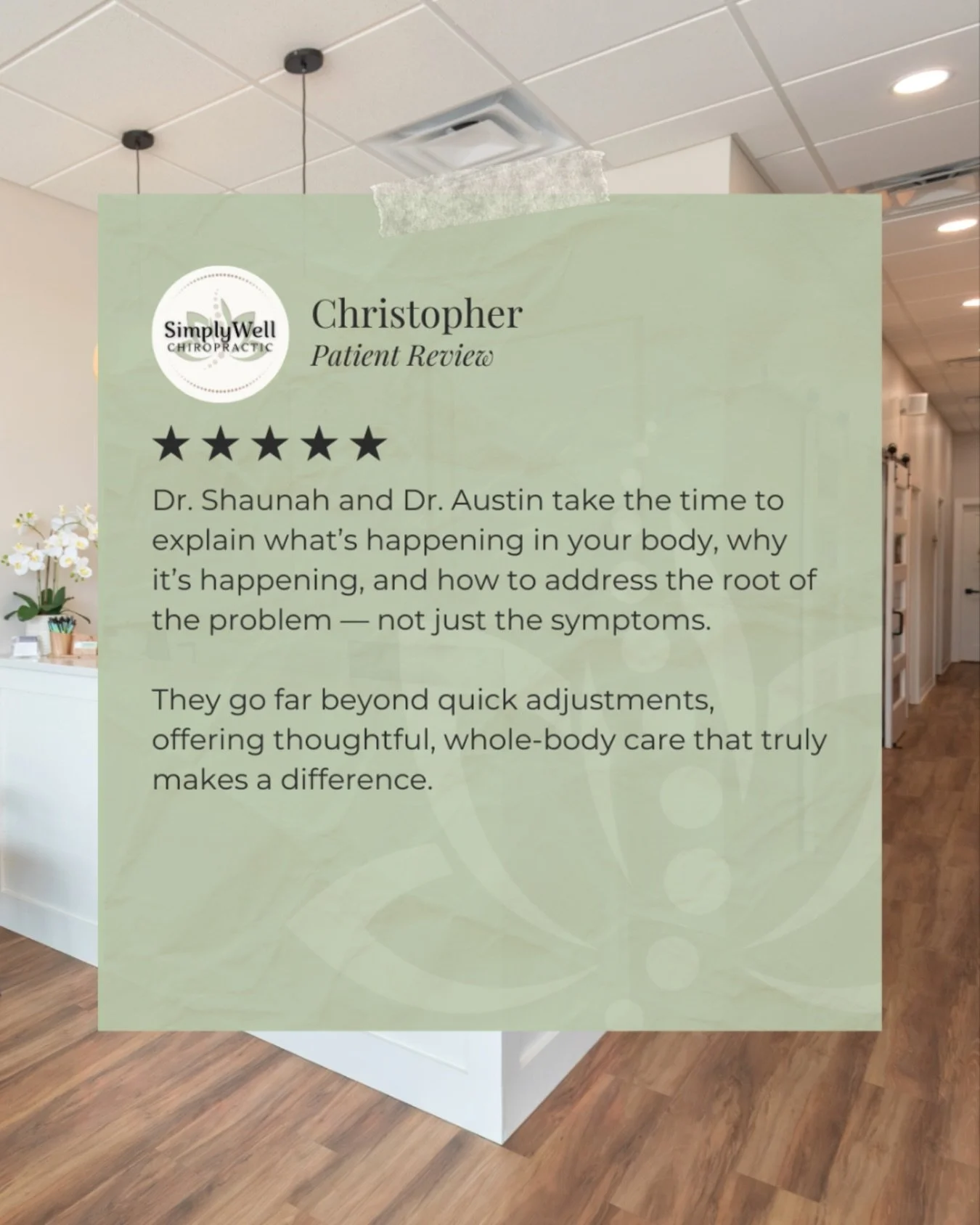 We&rsquo;re so thankful for patients who share their experience with us.

&ldquo;I really appreciate how detailed Dr. Austin is. He explains everything, makes room for questions, and lets you know what he&rsquo;s doing before he does it. The adjustme