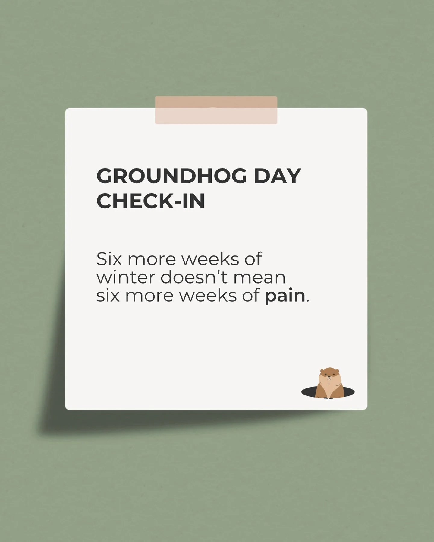 The groundhog has spoken 🦫❄️
Six more weeks of winter doesn&rsquo;t have to mean six more weeks of stiffness, tension, or discomfort.

Cold mornings, stress, and tight routines can take a toll on the body, but support makes a difference.
Chiropracti