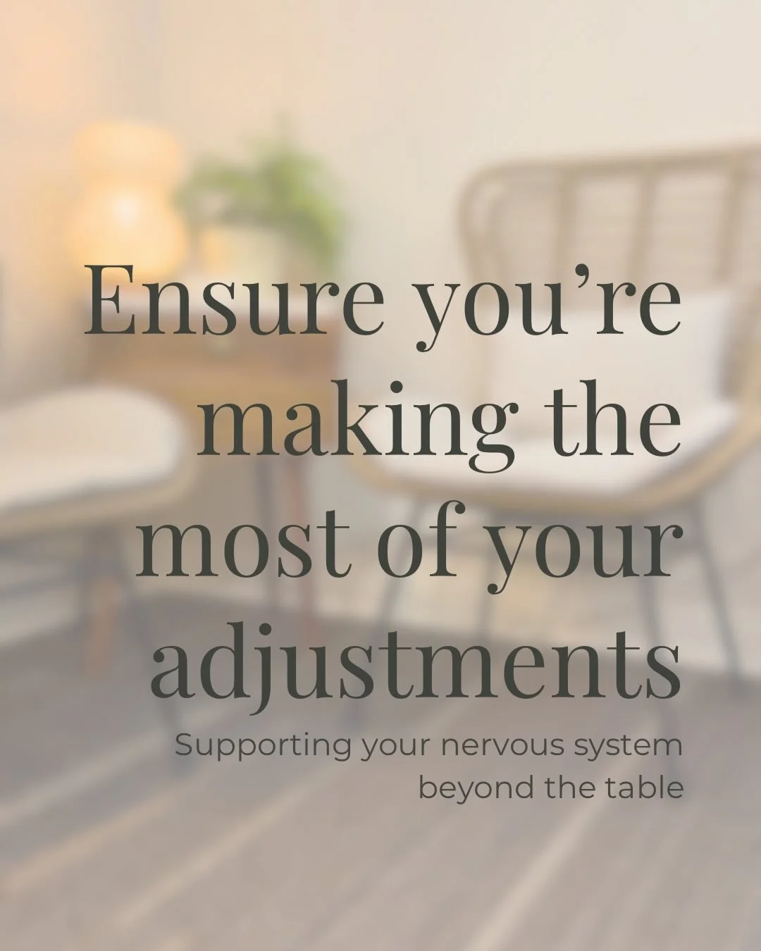 You&rsquo;ve had your adjustment, now what?!

An adjustment helps improve how your nervous system communicates with your body, but what you do outside the office plays an important role in how your body adapts.

Movement, hydration, nourishment, brea