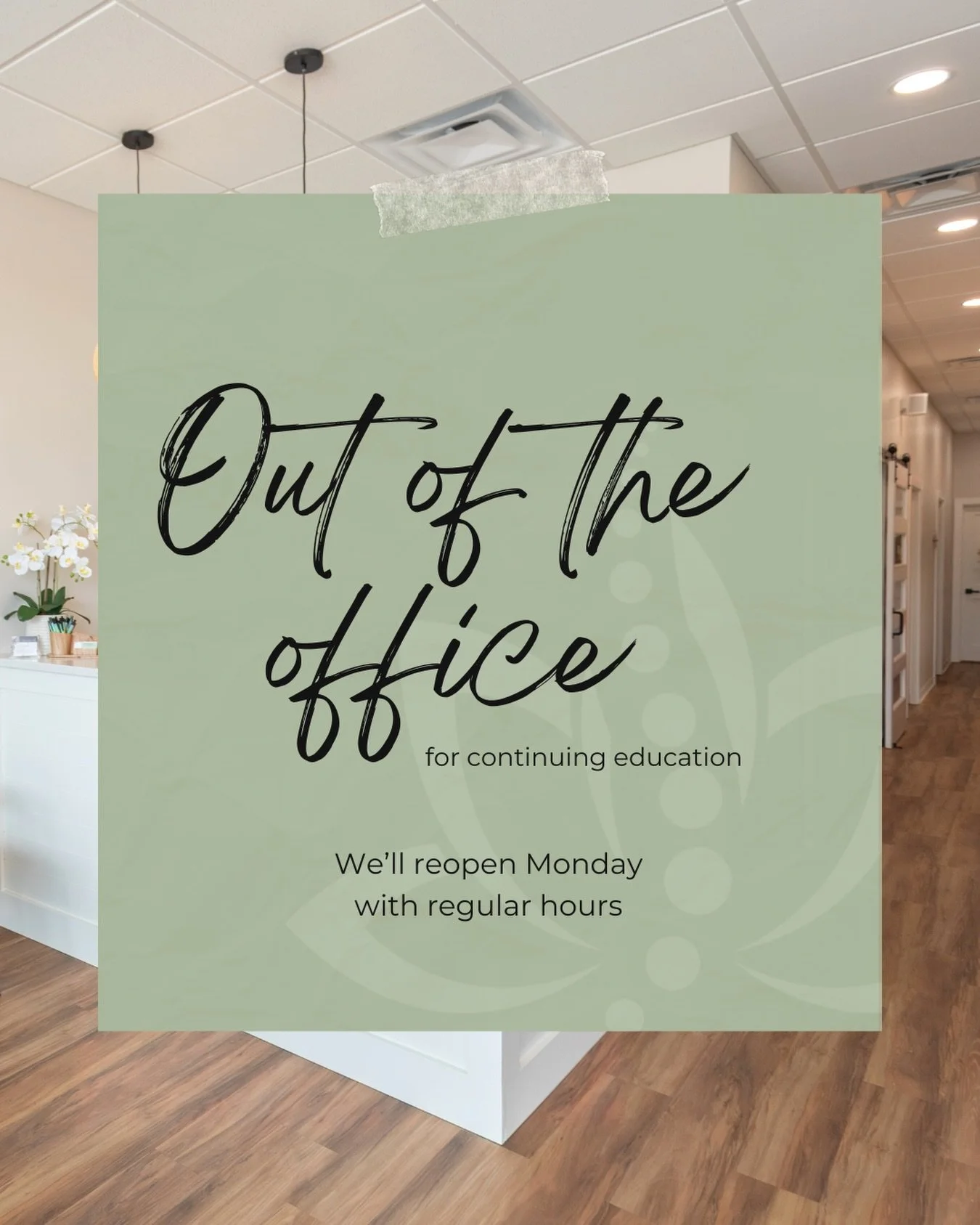We&rsquo;re out of the office today for continuing education so we can continue bringing the best care possible to our patients. 🌿

We&rsquo;ll reopen Monday with regular hours.

Thank you for your understanding!