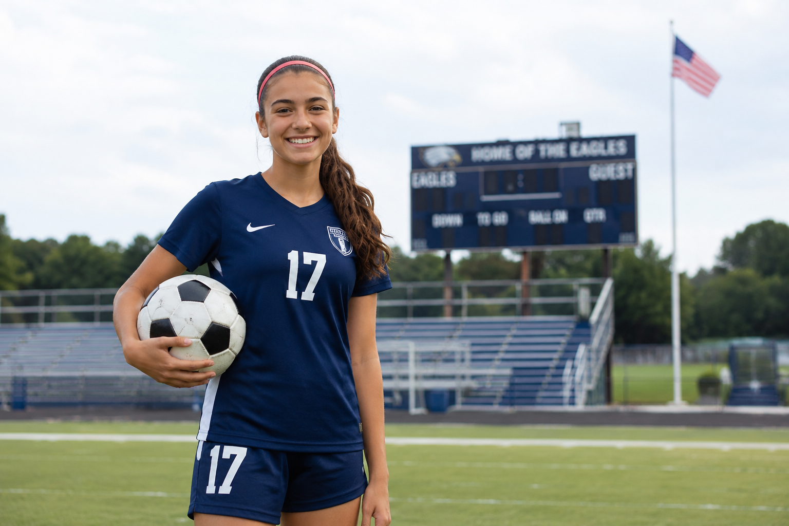 Female Teenager holding a soccer ball
