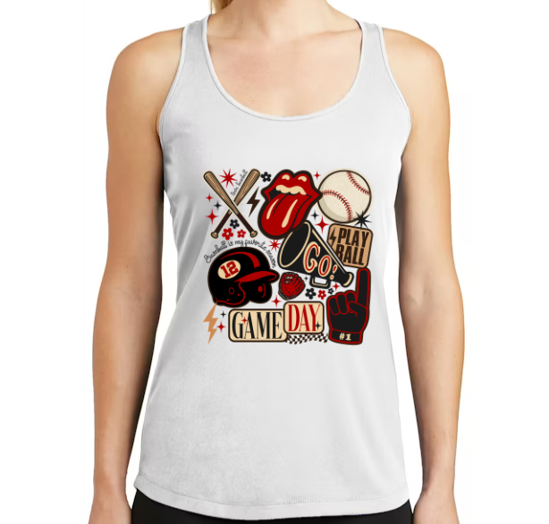 Fire Game Day White Tank