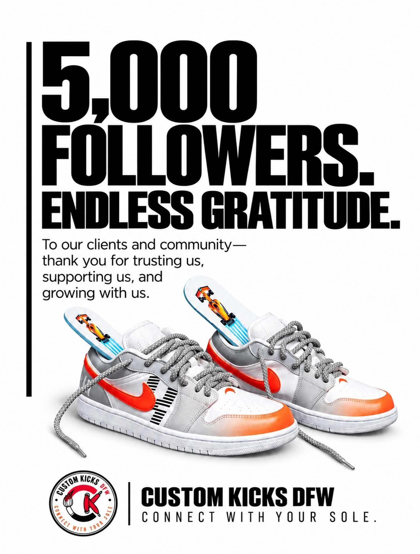 5,000 followers. Endless gratitude. ❤️

To our clients, partners, and community&mdash;thank you for your trust and support. Every order, event, and referral has helped us grow, and we&rsquo;re grateful to have you with us.

CONNECT WITH YOUR SOLE.

#