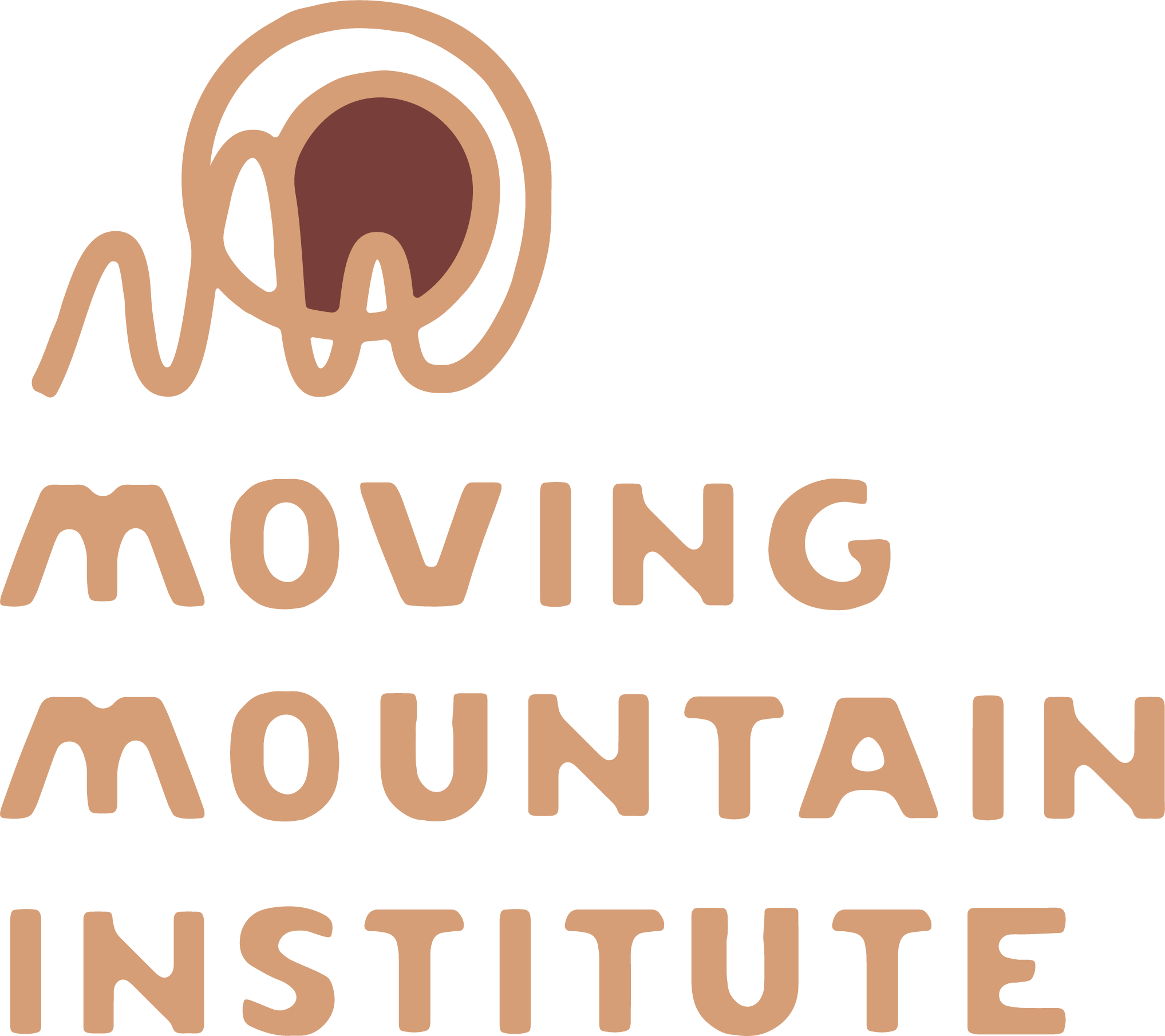 Logo with a stylized mountain and a trail, with the text 'Moving Mountain Institute' in a bold, rounded font in a brown color.