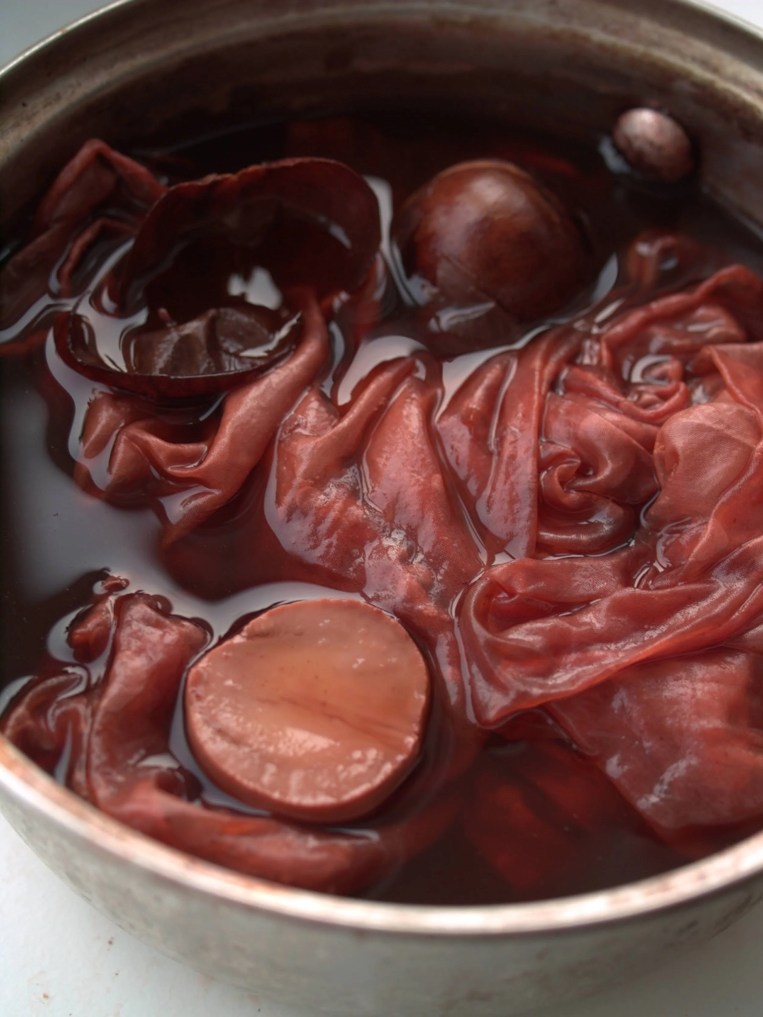 Dyeing silk scarves with avocado stones