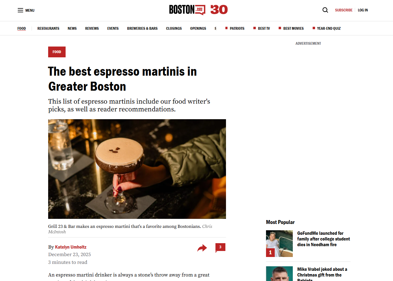 Boston.com: The best espresso martinis in Greater Boston