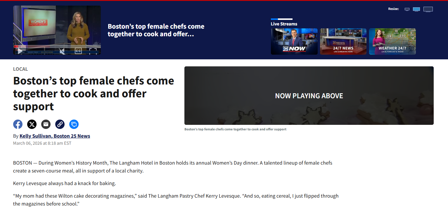 Boston 25 News: Boston’s top female chefs come together to cook and offer support