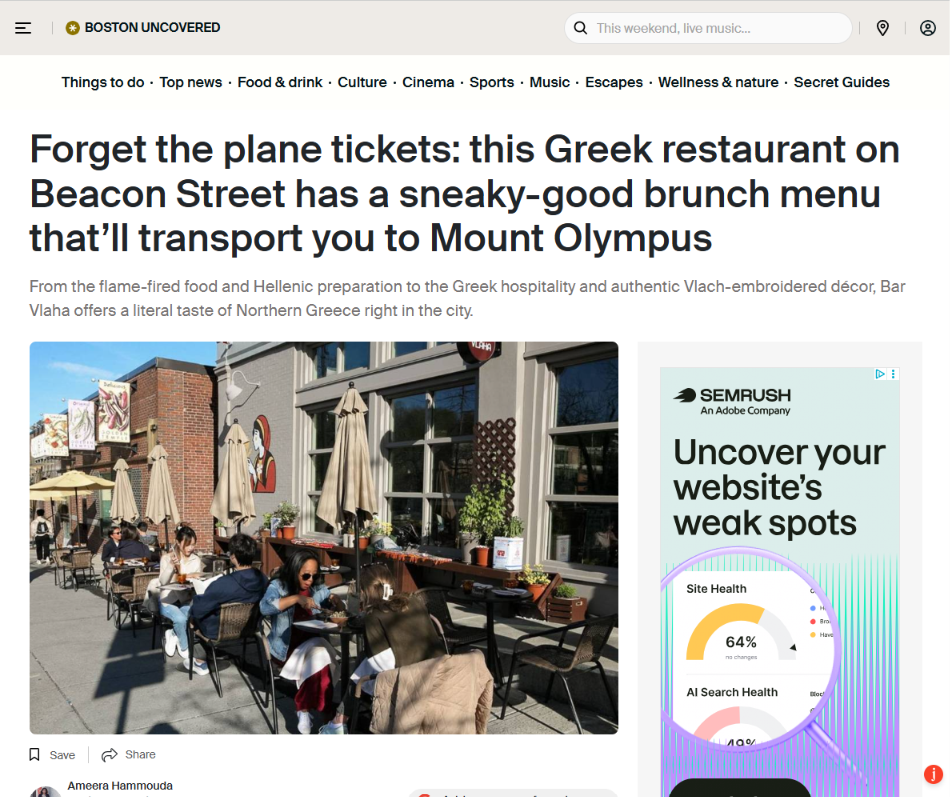 Boston Uncovered: Forget the plane tickets: this Greek restaurant on Beacon Street has a sneaky-good brunch menu that’ll transport you to Mount Olympus