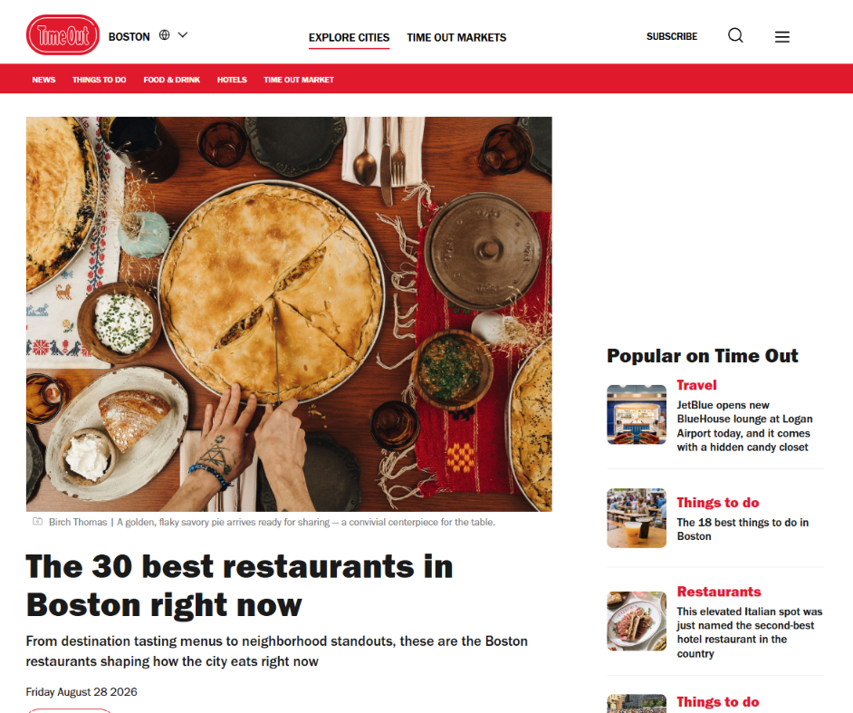 TimeOut: The 30 best restaurants in Boston right now