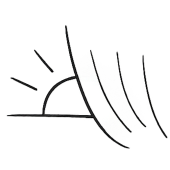 Geometric drawing of an outline square with sections divided by vertical, horizontal, and diagonal lines.