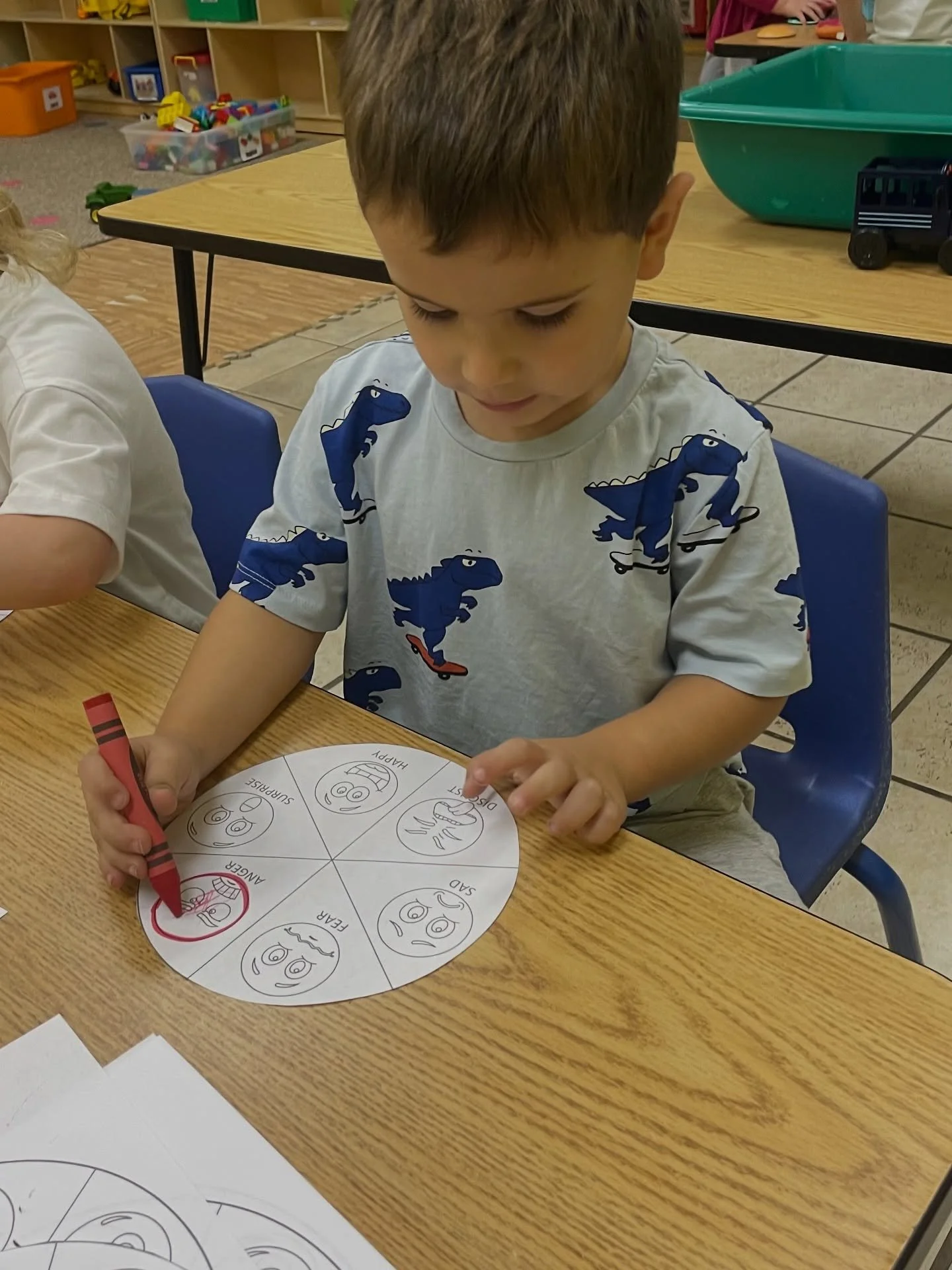 Big feelings, little learners 💛 Our Pre-K students are exploring emotions with their very own Feel Wheels! By matching faces to feelings, children build early social-emotional awareness and practice identifying how they&mdash;and others&mdash;might 