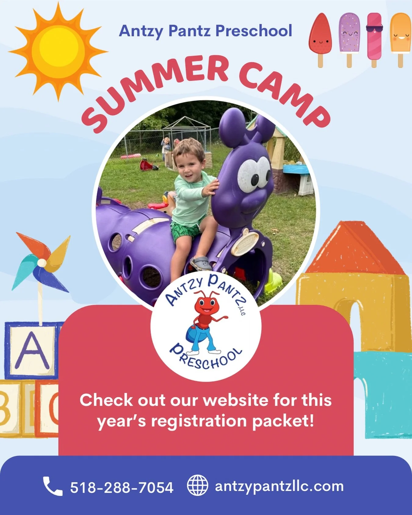☀️ Summer Fun Starts Here! ☀️

Antzy Pantz Preschool&rsquo;s Summer Camp Registration is NOW OPEN! 🎉🌈 Give your little one a summer filled with learning, laughter, and adventure in a safe and nurturing environment!

Spots fill up fast&mdash;secure 