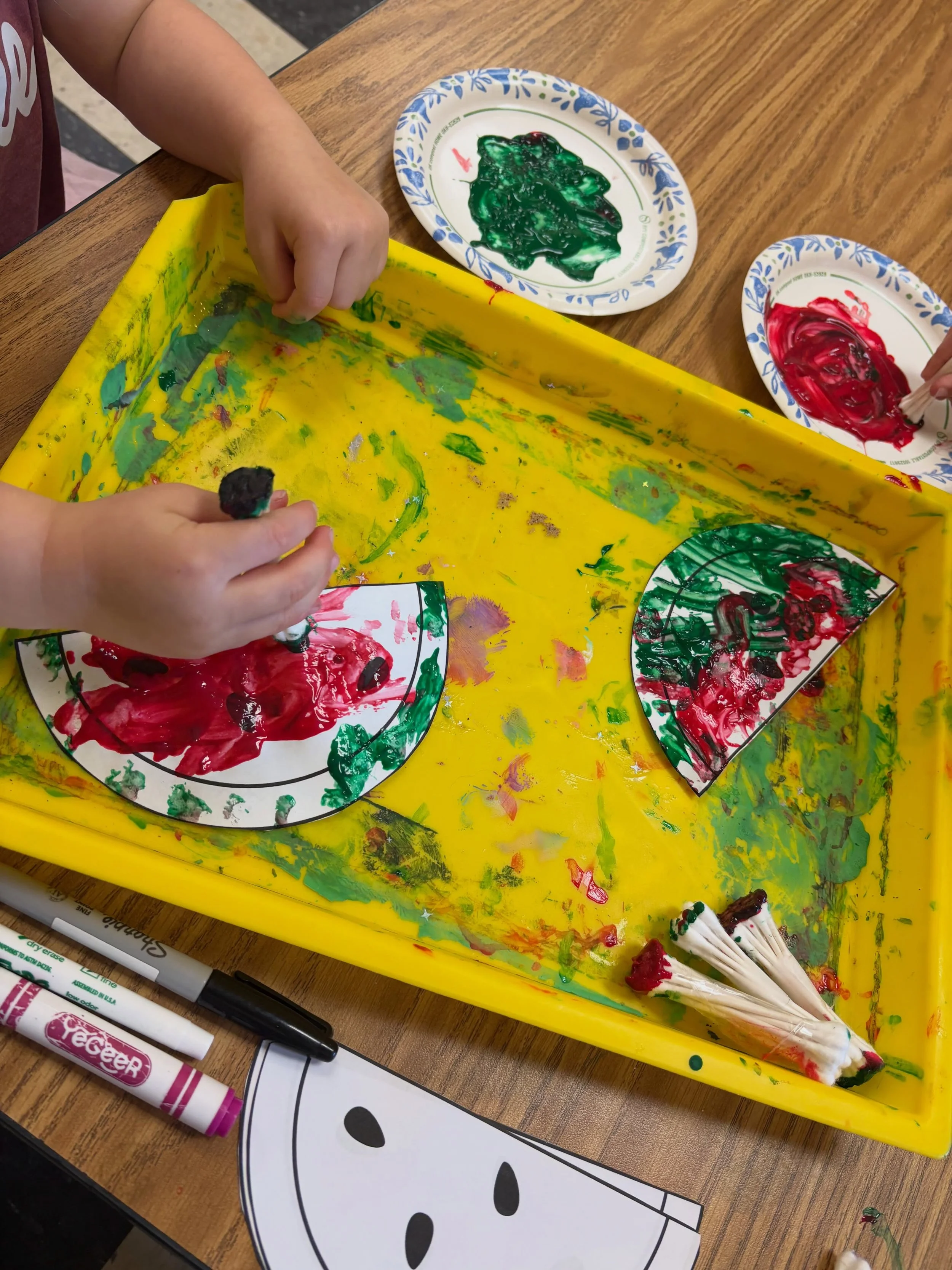 Q is for Q-Tips! 🍉🎨

As part of our ABC Countdown to the end of the school year, our little learners celebrated the letter Q by creating adorable watermelon crafts using Q-Tips! It was a fun way to practice creativity, fine motor skills, and letter